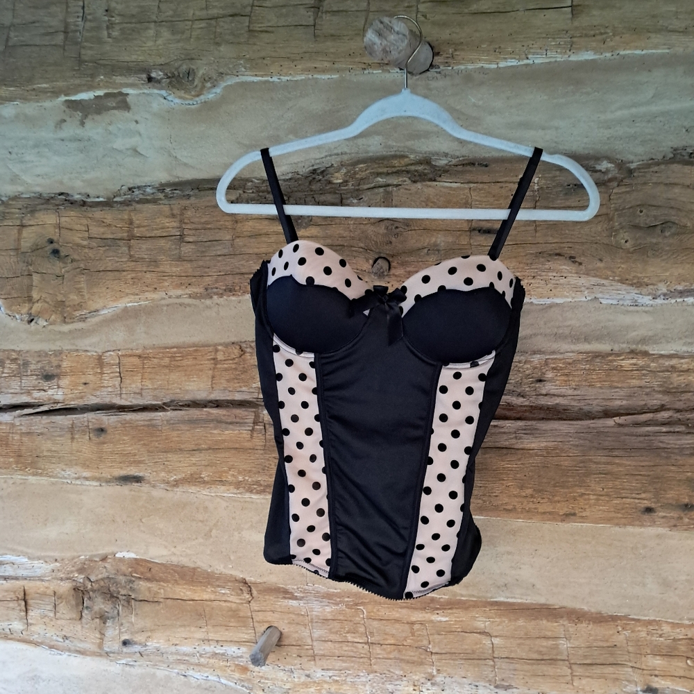 Black Fuschia Black & Nude Push-Up Corset Size XL